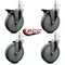 Service Caster 6'' Gray Poly Wheel Swivel 7/16'' Grip Ring Stem Caster Set 2 Brakes, 4PK SCC-GR20S614-PPUB-PLB-716138-2-S-2 - alternate 2